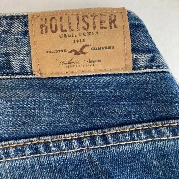 HOLLISTER Whisker Denim Blue Jeans Straight Leg Womens Size 11 - Picture 6 of 16